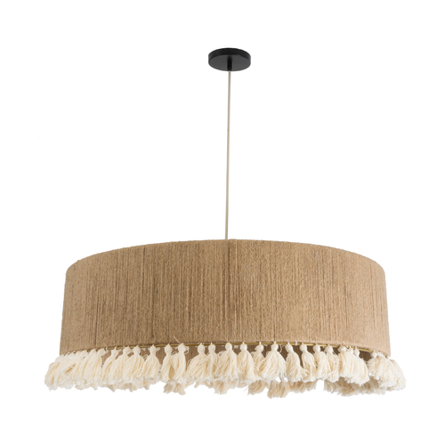 GLOBOSTAR® PUERTORICO 02095 Boho Κρεμαστό Φωτιστικό Οροφής με Ντουί 3 x E27 AC 220-240V IP20 - Μπεζ - Μ80 x Π80 x Υ27cm