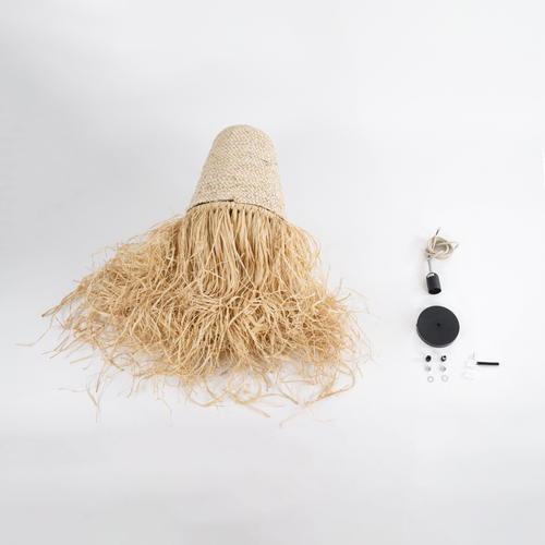 GLOBOSTAR® LETA 02189 Boho Κρεμαστό Φωτιστικό Οροφής με Ντουί 1 x E27 AC 220-240V IP20 - Μπεζ - Μ34 x Π34 x Υ70cm