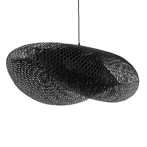 GLOBOSTAR® MEXICO 02203 Boho Κρεμαστό Φωτιστικό Οροφής με Ντουί 1 x E27 AC 220-240V IP20 - Μαύρο - Μ100 x Π62 x Υ33cm