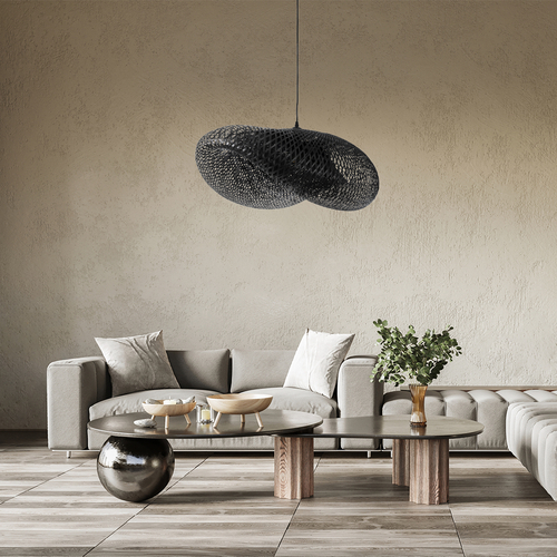 GLOBOSTAR® MEXICO 02202 Boho Κρεμαστό Φωτιστικό Οροφής με Ντουί 1 x E27 AC 220-240V IP20 - Μαύρο - Μ85 x Π50 x Υ30cm