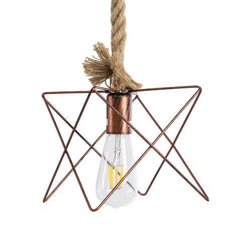 GLOBOSTAR® KAZEMI 02019 Μοντέρνο Κρεμαστό Φωτιστικό Οροφής με Ντουί 1 x E27 AC 220-240V IP20 - Χάλκινο & Μπεζ - Μ18 x Π18 x Υ17cm