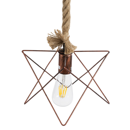 GLOBOSTAR® KAZEMI 02019 Μοντέρνο Κρεμαστό Φωτιστικό Οροφής με Ντουί 1 x E27 AC 220-240V IP20 - Χάλκινο & Μπεζ - Μ18 x Π18 x Υ17cm