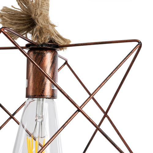 GLOBOSTAR® KAZEMI 02019 Μοντέρνο Κρεμαστό Φωτιστικό Οροφής με Ντουί 1 x E27 AC 220-240V IP20 - Χάλκινο & Μπεζ - Μ18 x Π18 x Υ17cm