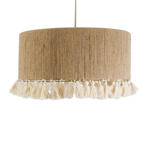 GLOBOSTAR® PUERTORICO 02094 Boho Κρεμαστό Φωτιστικό Οροφής με Ντουί 1 x E27 AC 220-240V IP20 - Μπεζ & Λευκό - Μ50 x Π50 x Υ27cm