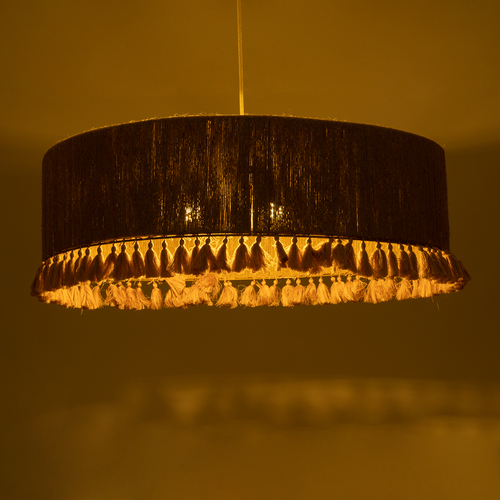 GLOBOSTAR® PUERTORICO 02097 Boho Κρεμαστό Φωτιστικό Οροφής με Ντουί 3 x E27 AC 220-240V IP20 - Μπεζ & Ροζ - Μ80 x Π80 x Υ27cm