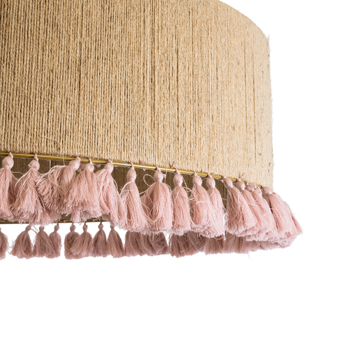 GLOBOSTAR® PUERTORICO 02097 Boho Κρεμαστό Φωτιστικό Οροφής με Ντουί 3 x E27 AC 220-240V IP20 - Μπεζ & Ροζ - Μ80 x Π80 x Υ27cm