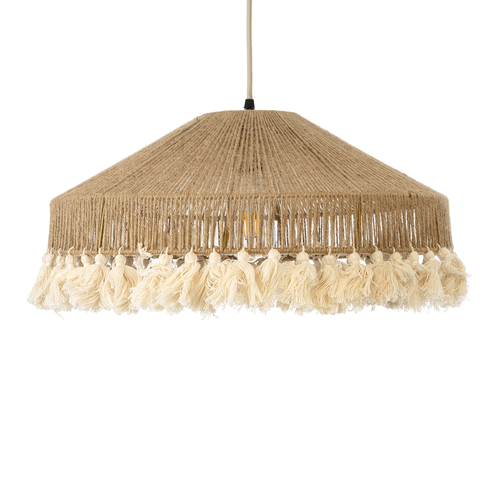 GLOBOSTAR® PUERTORICO 02098 Boho Κρεμαστό Φωτιστικό Οροφής με Ντουί 1 x E27 AC 220-240V IP20 - Μπεζ & Λευκό - Μ50 x Π50 x Υ25cm