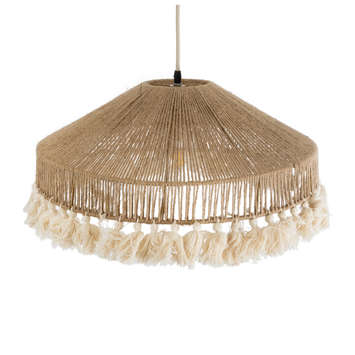 GLOBOSTAR® PUERTORICO 02098 Boho Κρεμαστό Φωτιστικό Οροφής με Ντουί 1 x E27 AC 220-240V IP20 - Μπεζ & Λευκό - Μ50 x Π50 x Υ25cm