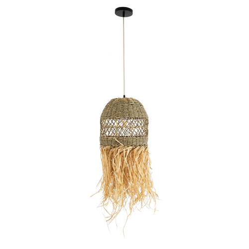 GLOBOSTAR® SAINTLUCIA 02160 Boho Κρεμαστό Φωτιστικό Οροφής με Ντουί 1 x E27 AC 220-240V IP20 - Μπεζ & Καφέ - Μ30 x Π30 x Υ90cm