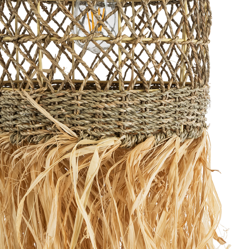 GLOBOSTAR® SAINTLUCIA 02160 Boho Κρεμαστό Φωτιστικό Οροφής με Ντουί 1 x E27 AC 220-240V IP20 - Μπεζ & Καφέ - Μ30 x Π30 x Υ90cm