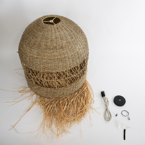 GLOBOSTAR® SAINTLUCIA 02161 Boho Κρεμαστό Φωτιστικό Οροφής με Ντουί 1 x E27 AC 220-240V IP20 - Μπεζ - Μ66 x Π66 x Υ120cm