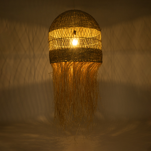 GLOBOSTAR® SAINTLUCIA 02161 Boho Κρεμαστό Φωτιστικό Οροφής με Ντουί 1 x E27 AC 220-240V IP20 - Μπεζ - Μ66 x Π66 x Υ120cm