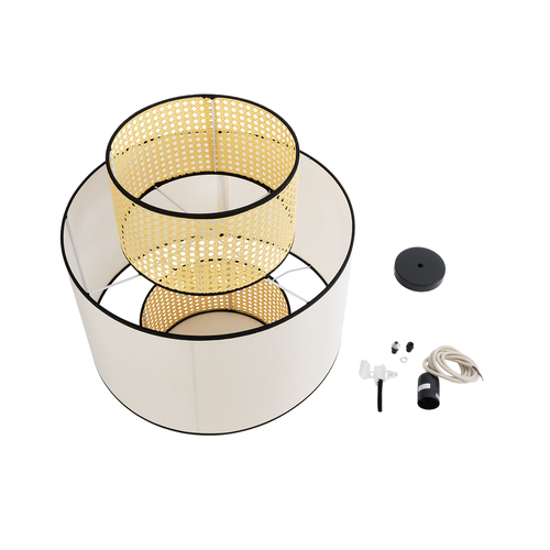 GLOBOSTAR® SAIGE 01917 Boho Κρεμαστό Φωτιστικό Οροφής με Ντουί 1 x E27 AC 220-240V IP20 - Μπεζ & Μαύρο - Μ50 x Π50 x Υ60cm