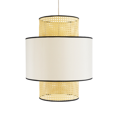 GLOBOSTAR® SAIGE 01917 Boho Κρεμαστό Φωτιστικό Οροφής με Ντουί 1 x E27 AC 220-240V IP20 - Μπεζ & Μαύρο - Μ50 x Π50 x Υ60cm