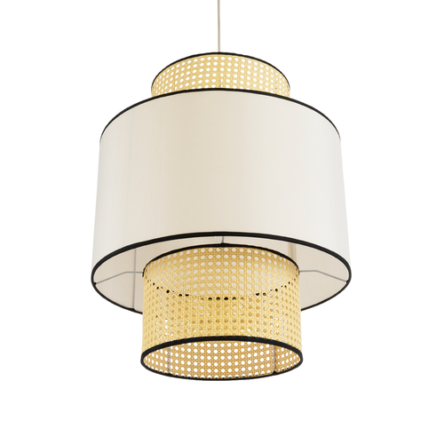 GLOBOSTAR® SAIGE 01917 Boho Κρεμαστό Φωτιστικό Οροφής με Ντουί 1 x E27 AC 220-240V IP20 - Μπεζ & Μαύρο - Μ50 x Π50 x Υ60cm