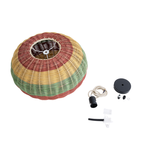 GLOBOSTAR® CABALLEROS 02055 Boho Κρεμαστό Φωτιστικό Οροφής με Ντουί 1 x E27 AC 220-240V IP20 - Πολύχρωμο - Μ40 x Π40 x Υ25cm