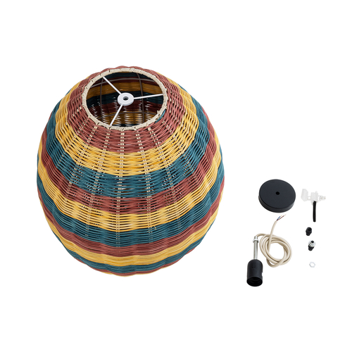 GLOBOSTAR® CABALLEROS 02065 Boho Κρεμαστό Φωτιστικό Οροφής με Ντουί 1 x E27 AC 220-240V IP20 - Πολύχρωμο - Μ40 x Π40 x Υ50cm