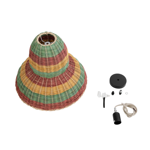 GLOBOSTAR® CABALLEROS 02057 Boho Κρεμαστό Φωτιστικό Οροφής με Ντουί 1 x E27 AC 220-240V IP20 - Πολύχρωμο - Μ40 x Π40 x Υ30cm