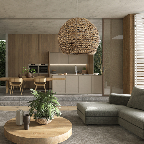 GLOBOSTAR® MANGATA 01851 Boho Κρεμαστό Φωτιστικό Οροφής με Ντουί 1 x E27 AC 220-240V IP20 - Καφέ - Μ60 x Π60 x Υ50cm