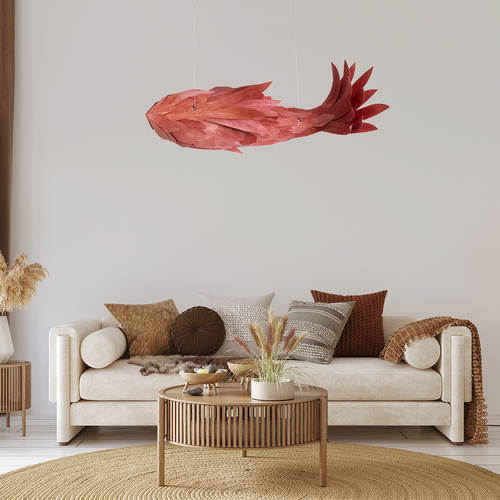 GLOBOSTAR® GOURAMI 02361 Μοντέρνο Κρεμαστό Φωτιστικό Οροφής με Ντουί 1 x E27 AC 220-240V IP20 - Κόκκινο - Μ100 x Π72 x Υ36cm