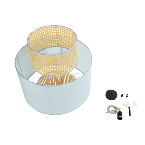 GLOBOSTAR® SAIGE 02045 Boho Κρεμαστό Φωτιστικό Οροφής με Ντουί 1 x E27 AC 220-240V IP20 - Γαλάζιο & Μπεζ - Μ50 x Π50 x Υ60cm