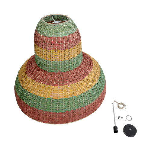 GLOBOSTAR® CABALLEROS 02059 Boho Κρεμαστό Φωτιστικό Οροφής με Ντουί 1 x E27 AC 220-240V IP20 - Πολύχρωμο - Μ100 x Π100 x Υ80cm