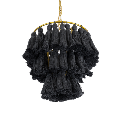 GLOBOSTAR® MISSOULA 02087 Boho Κρεμαστό Φωτιστικό Οροφής με Ντουί 1 x E27 AC 220-240V IP20 - Μαύρο & Χρυσό - Μ30 x Π30 x Υ40cm