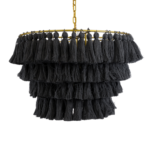 GLOBOSTAR® MISSOULA 02091 Boho Κρεμαστό Φωτιστικό Οροφής με Ντουί 1 x E27 AC 220-240V IP20 - Μαύρο & Χρυσό - Μ60 x Π60 x Υ40cm