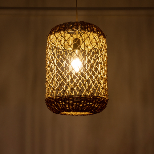 GLOBOSTAR® ECUADOR 02117 Boho Κρεμαστό Φωτιστικό Οροφής με Ντουί 1 x E27 AC 220-240V IP20 - Μπεζ - Μ28 x Π28 x Υ40cm