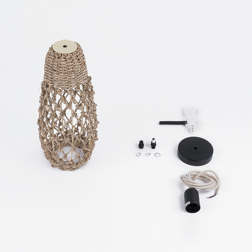 GLOBOSTAR® ECUADOR 02119 Boho Κρεμαστό Φωτιστικό Οροφής με Ντουί 1 x E27 AC 220-240V IP20 - Μπεζ - Μ15 x Π15 x Υ35cm