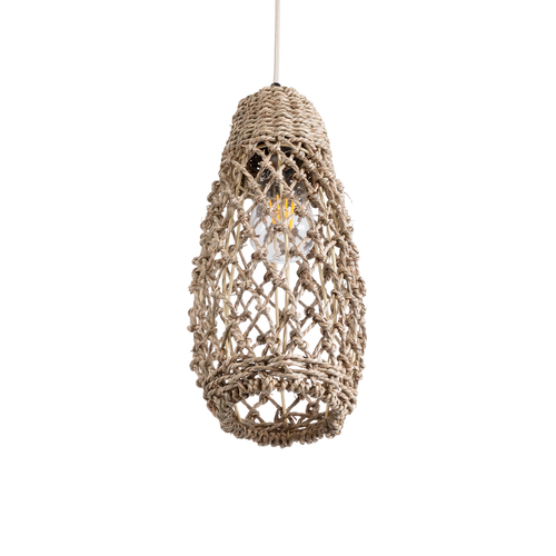 GLOBOSTAR® ECUADOR 02119 Boho Κρεμαστό Φωτιστικό Οροφής με Ντουί 1 x E27 AC 220-240V IP20 - Μπεζ - Μ15 x Π15 x Υ35cm