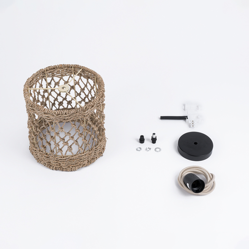 GLOBOSTAR® ECUADOR 02120 Boho Κρεμαστό Φωτιστικό Οροφής με Ντουί 1 x E27 AC 220-240V IP20 - Μπεζ - Μ20 x Π20 x Υ20cm