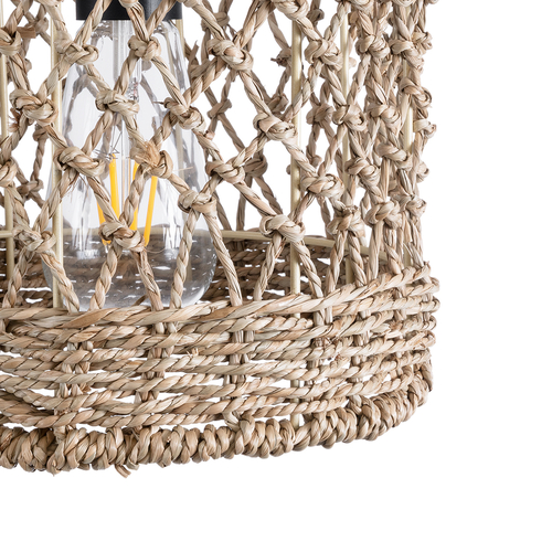 GLOBOSTAR® ECUADOR 02120 Boho Κρεμαστό Φωτιστικό Οροφής με Ντουί 1 x E27 AC 220-240V IP20 - Μπεζ - Μ20 x Π20 x Υ20cm