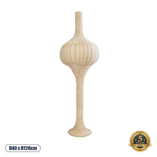 GloboStar® ALADDIN 02050 Boho Επιδαπέδιο Φωτιστικό Μονόφωτο 1 x E27 IP20 Μπεζ Ξύλο - Μ40 x Π40 x Υ120cm