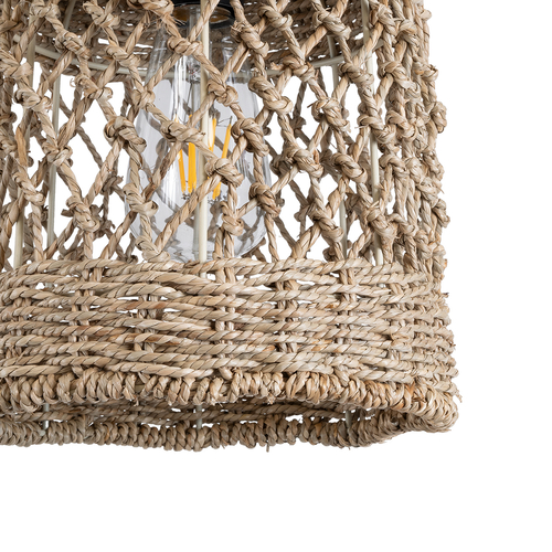 GLOBOSTAR® ECUADOR 02121 Boho Κρεμαστό Φωτιστικό Οροφής με Ντουί 1 x E27 AC 220-240V IP20 - Μπεζ - Μ20 x Π20 x Υ25cm