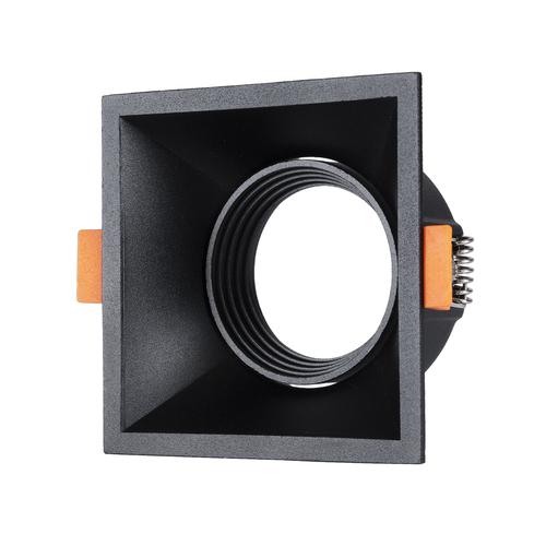 GLOBOSTAR® ALPHA 77833 Χωνευτή Κινούμενη Βάση για Σποτ MR16 με Ντουί GU10/GU5.3 IP20 - Μαύρο Ματ - Μ9 x Π9 x Υ4.5cm / Q8.3cm