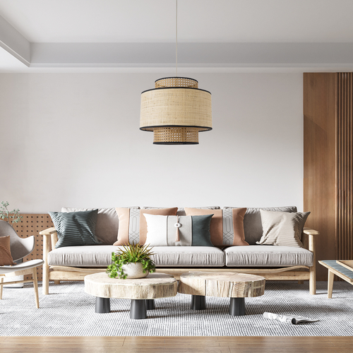 GLOBOSTAR® BRAVADO 02386 Boho Κρεμαστό Φωτιστικό Οροφής με Ντουί 1 x E27 AC 220-240V IP20 - Μπεζ- Μ40 x Π40 x Υ35cm