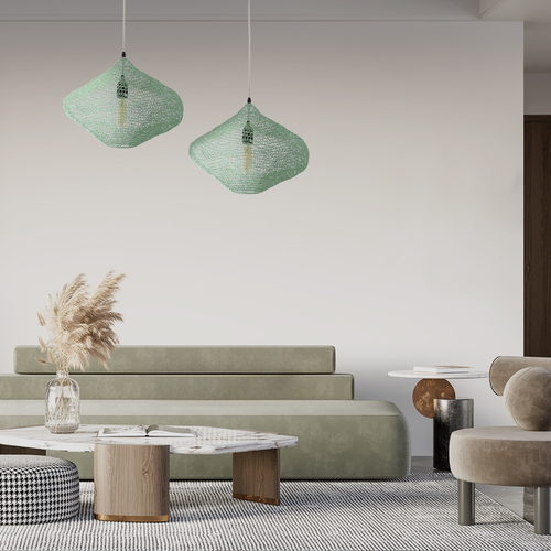 GLOBOSTAR® KENTUCKY 01864 Vintage Κρεμαστό Φωτιστικό Οροφής με Ντουί 1 x E27 AC 220-240V IP20 - Τιρκουάζ - Μ40 x Π40 x Υ30cm