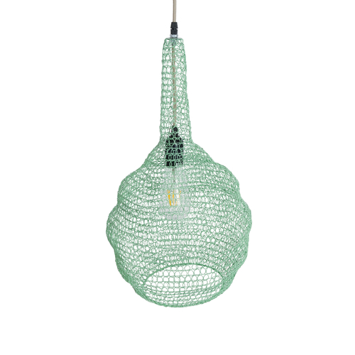 GLOBOSTAR® KENTUCKY 01882 Vintage Κρεμαστό Φωτιστικό Οροφής με Ντουί 1 x E27 AC 220-240V IP20 - Τιρκουάζ - Μ30 x Π30 x Υ50cm