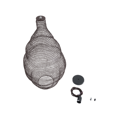 GLOBOSTAR® KENTUCKY 01896 Vintage Κρεμαστό Φωτιστικό Οροφής με Ντουί 1 x E27 AC 220-240V IP20 - Καφέ - Μ40 x Π40 x Υ70cm