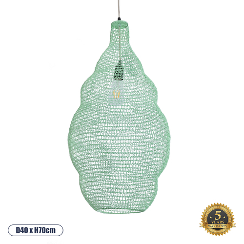 GLOBOSTAR® KENTUCKY 01897 Vintage Κρεμαστό Φωτιστικό Οροφής με Ντουί 1 x E27 AC 220-240V IP20 - Τιρκουάζ - Μ40 x Π40 x Υ70cm