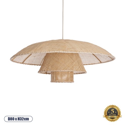 GLOBOSTAR® ZORA 02139 Boho Κρεμαστό Φωτιστικό Οροφής με Ντουί 1 x E27 AC 220-240V IP20 - Μπεζ - Μ80 x Π80 x Υ32cm