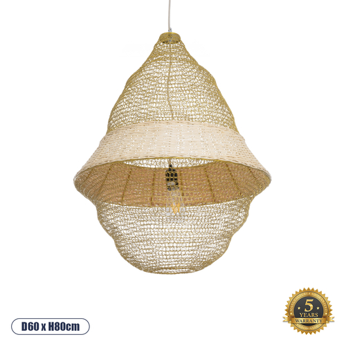 GLOBOSTAR® KENTUCKY 01911 Vintage Κρεμαστό Φωτιστικό Οροφής με Ντουί 1 x E27 AC 220-240V IP20 - Μπεζ - Μ60 x Π60 x Υ80cm