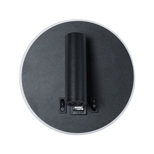 GLOBOSTAR® LADY-R 60938 Μοντέρνο Φωτιστικό Τοίχου - Απλίκα Ξενοδοχείου Reading Light με Φορτιστή USB 3A LED 6W 600lm 36° & 360° AC 220-240V IP20 Φυσικό Λευκό 4500K - Bridgelux COB Chip & TÜV SÜD Driver - Μαύρο Ματ - Μ15 x Π15 x Υ7cm - 3 Χρόνια Εγγύηση