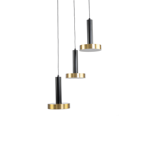 GLOBOSTAR® ZANE 60934 Μοντέρνο Κρεμαστό Φωτιστικό Οροφής LED 54W 6048lm 120° AC 220-240V IP20 Ρυθμιζόμενο Λευκό CCT με Χειριστήριο από 2700K έως 6000K Dimmable - Lumileds SMD Chip - Μαύρο Ματ & Χρυσό - Μ40 x Π40 x Υ20cm - 3 Χρόνια Εγγύηση