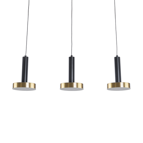 GLOBOSTAR® ZANE 60936 Μοντέρνο Κρεμαστό Φωτιστικό Οροφής LED 54W 6048lm 120° AC 220-240V IP20 Ρυθμιζόμενο Λευκό CCT με Χειριστήριο από 2700K έως 6000K Dimmable - Lumileds SMD Chip - Μαύρο Ματ & Χρυσό - Μ80 x Π15 x Υ20cm - 3 Χρόνια Εγγύηση