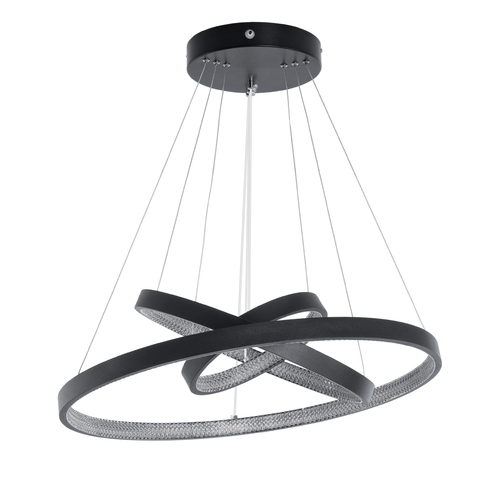 GLOBOSTAR® DIAMOND TRIO 61523-DECO Μοντέρνο Κρεμαστό Φωτιστικό Οροφής LED 100W 11200lm 360° AC 220-240V IP20 Ρυθμιζόμενο Λευκό CCT με Χειριστήριο από 2700K έως 6000K Dimmable - Lumileds SMD Chip - Μαύρο Ματ - Μ90 x Π90 x Υ90cm - 3 Χρόνια Εγγύηση