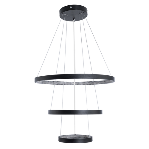 GLOBOSTAR® DIAMOND TRIO 61523-DECO Μοντέρνο Κρεμαστό Φωτιστικό Οροφής LED 100W 11200lm 360° AC 220-240V IP20 Ρυθμιζόμενο Λευκό CCT με Χειριστήριο από 2700K έως 6000K Dimmable - Lumileds SMD Chip - Μαύρο Ματ - Μ90 x Π90 x Υ90cm - 3 Χρόνια Εγγύηση