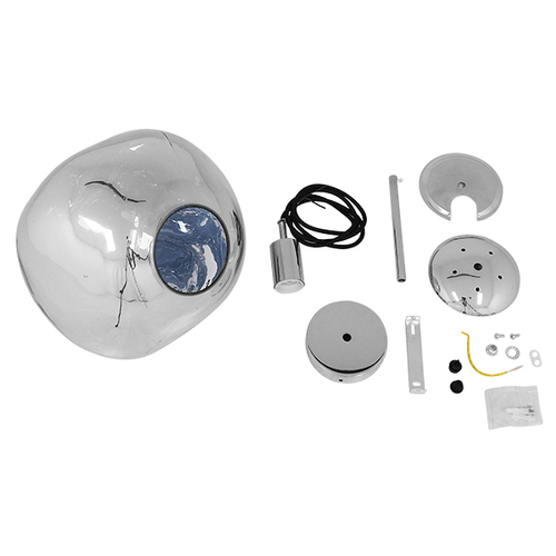 GLOBOSTAR® DIXAR 01460 Μοντέρνο Κρεμαστό Φωτιστικό Οροφής με Ντουί 1 x E27 AC 220-240V IP20 - Ασημί - Μ28 x Π28 x Υ40cm