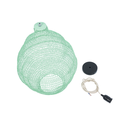 GLOBOSTAR® KENTUCKY 01900 Vintage Κρεμαστό Φωτιστικό Οροφής με Ντουί 1 x E27 AC 220-240V IP20 - Τιρκουάζ - Μ40 x Π40 x Y60cm